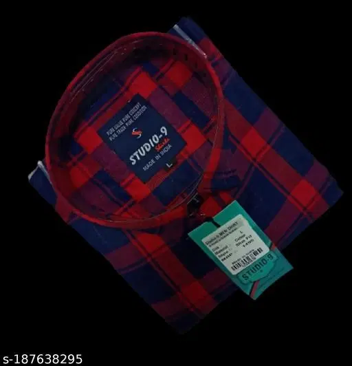 Cotton Blend Checked Shirt for Men, Red (M) Pack of 1