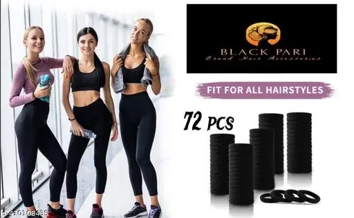 Hair Bands for Women (Black, Pack of 72)