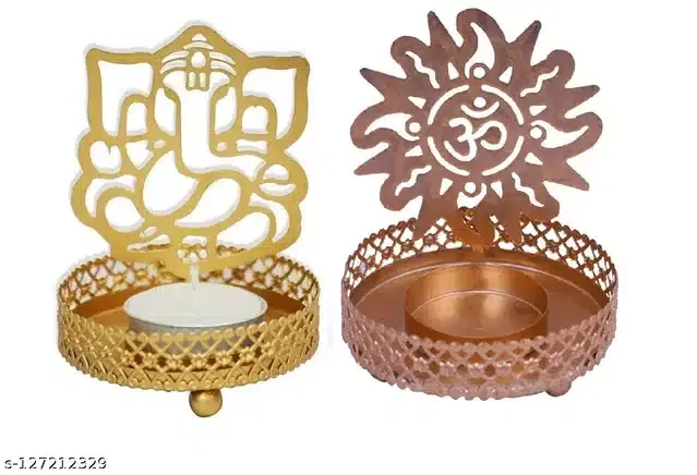 Tealight Candle Holder, Pack of 2, Gold