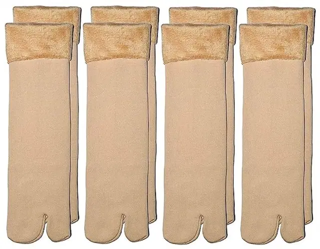 Velvet Solid Socks for Women, Pack of 4 (Beige)