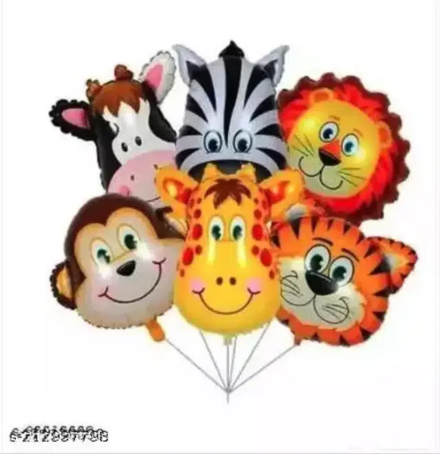 Party Decoration Animal Foil Balloons, Multicolor, Pack of 6