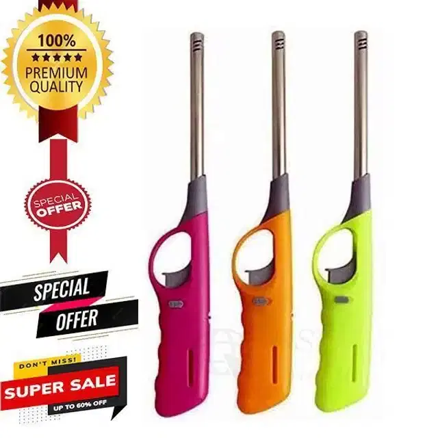 Stainless Steel Refillable Gas Lighter, Multicolor, Pack of 3