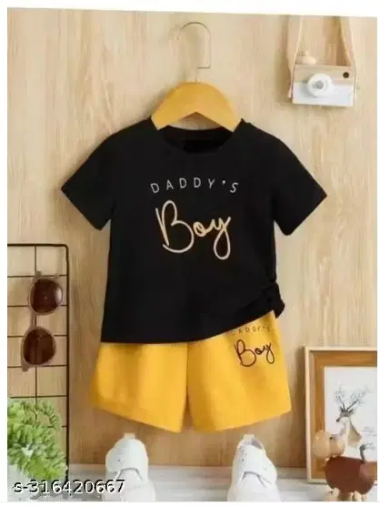 Cotton Blend Printed Clothing Set for Boys, Green (2-3 Years)