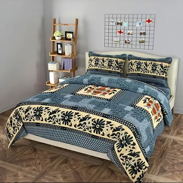 Homewatica Woolen Double Size Bedsheet with 2 Pillow Covers, Grey (90x90 Inches)