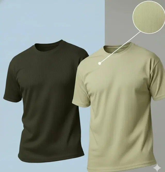 Polyester Round Neck T-shirt for Men, Multicolour, Pack of 2 (M)