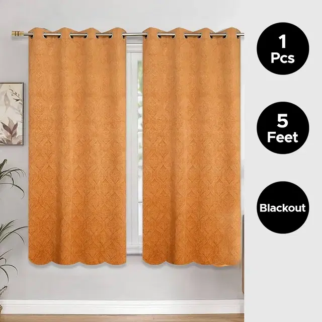 Velvet Emboss Gold Window Blackout Curtain 5ft Pack of 1