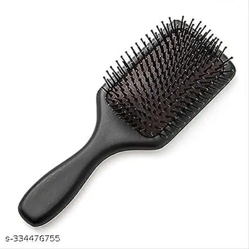 KAYI Wide Tooth End Rounded Design Flat Black Massage Comb Hair Styling Brush Tool