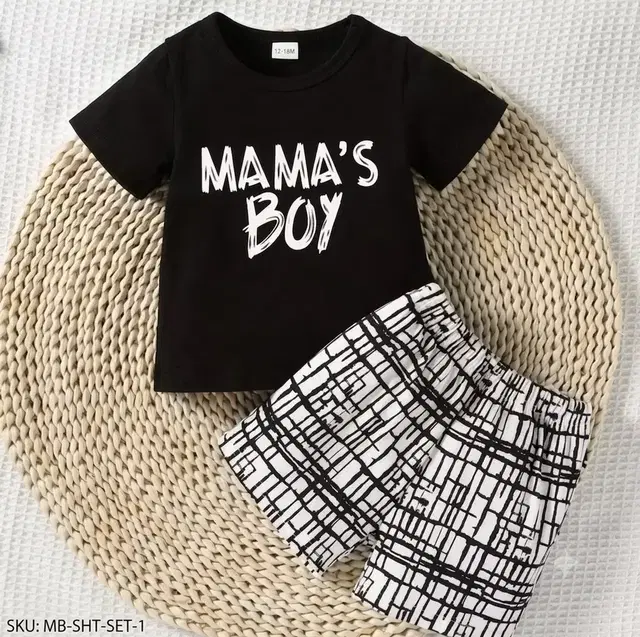 Boys Clothing Set Cotton Blend Black & White(12-18M)