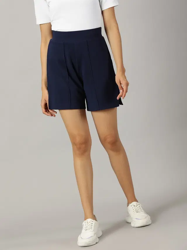 Polyester Shorts for Women (Blue, 30)