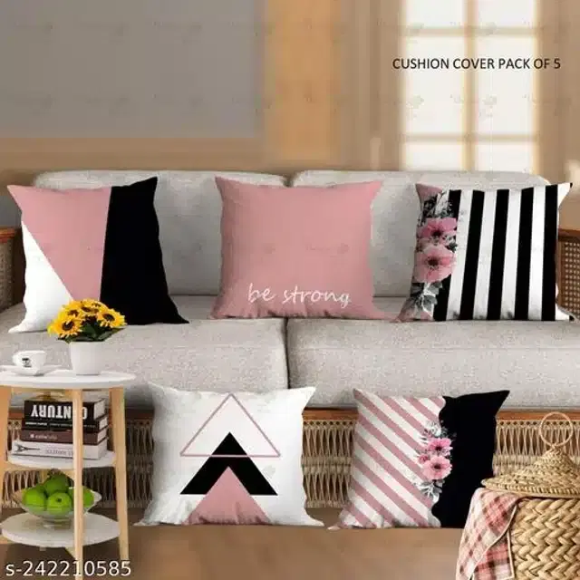 Cushion Cover for Home, Multicolor, 16x16 inches, Pack of 5