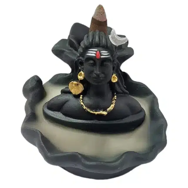 Adiyogi Shiva Shankara Backflow Incense Holder, Black