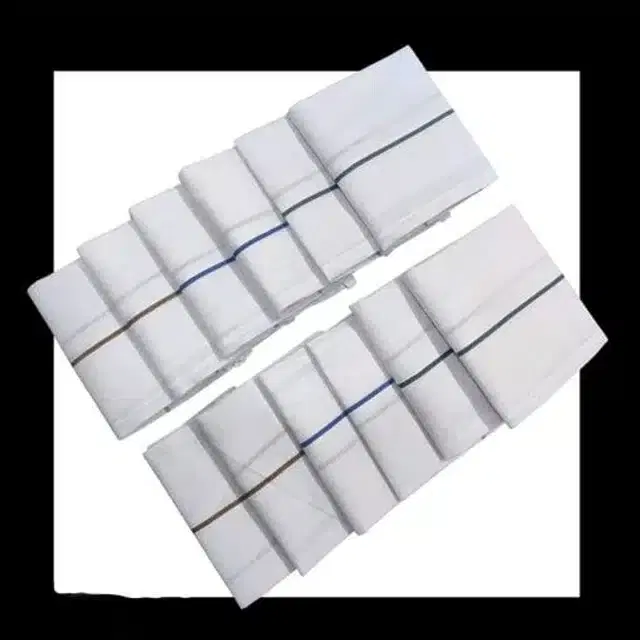 Cotton Blend Handkerchiefs for Men, Pack of 12 (White, 18x18 cm)