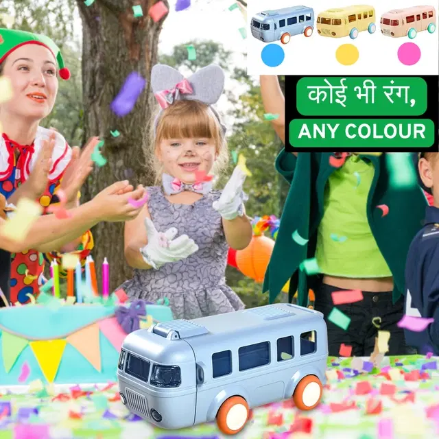 Plastic Bus Shape Sipper Bottle for Kids, Multicolor (1000 ml)