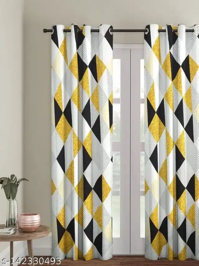 Polyester Window Curtain, Multicolor, 5 Feet, Pack of 2