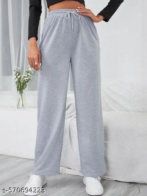 Cotton Blend Solid Trousers for Men, Grey (S)