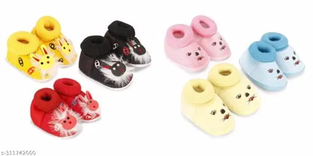 Booties for Infants, Pack of 6 (Multicolor, 0-3 Months)
