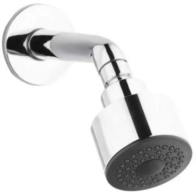 Stainless Steel Bend Shower Head, 3x3 inches with 7 inches Arm & Wall Flange, Silver, Set of 1