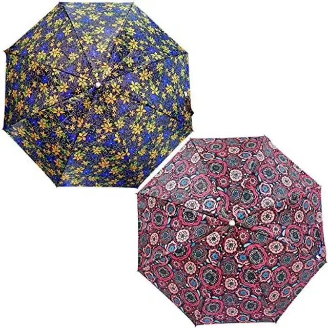 Printed Umbrella for Unisex, Multicolor, Pack of 2