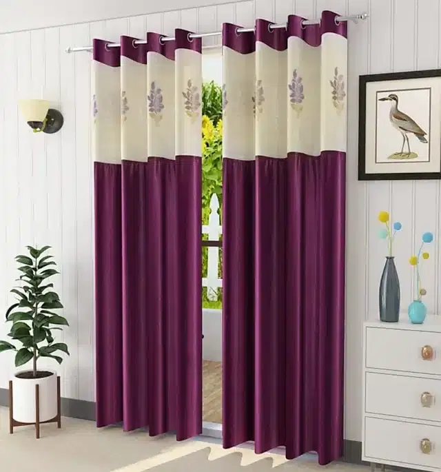 Long Crush Door & Window Curtains, Pack of 2, Wine, 5 feet