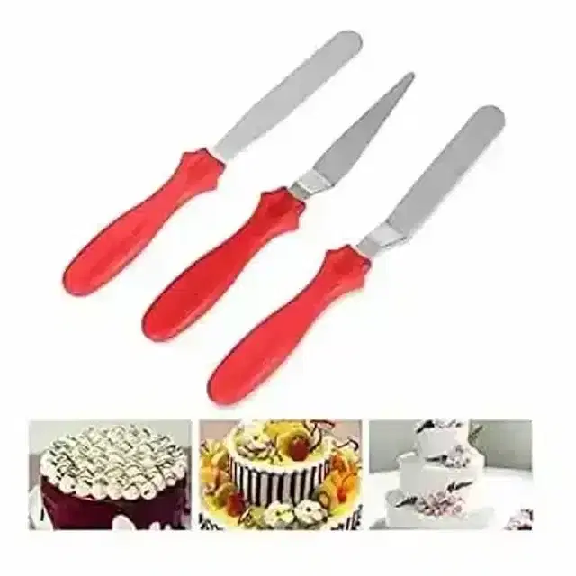 Pallavi Trading Spatula Stainless Steel Icing Spatula Variety Set & Cake Decorating Tools 2 Angled And 1 Straigh, 3 Pc