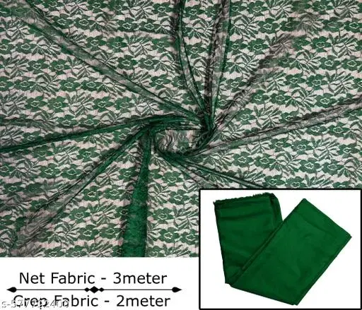 Crepe Un Stitched Dress & Gown Material,  Green  (Un Stitched)