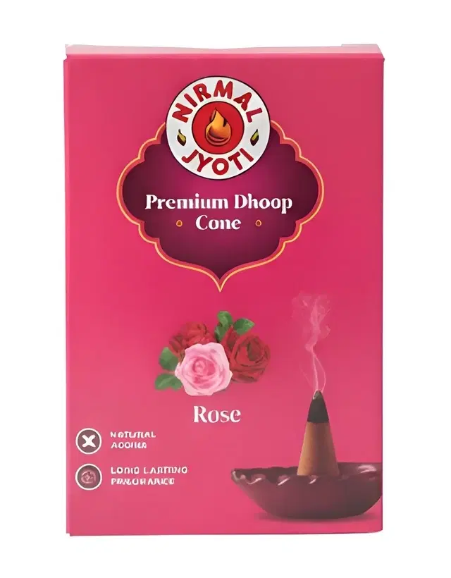 Nirmal Jyoti Rose Dry Cone Dhoop 10 Pcs