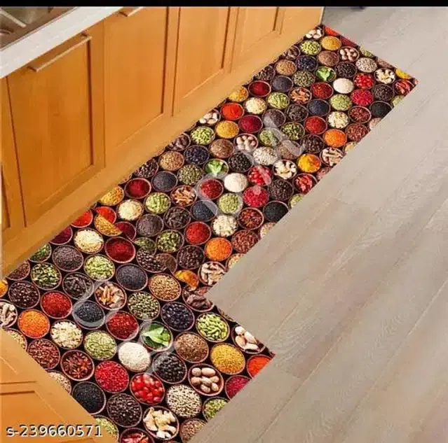 Anti Slip Kitchen Mat, Multicolor, 16x20 inches, Pack of 2