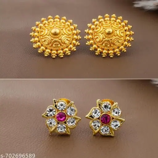 Premium Quality Gold Finish Stud Earrings Combo