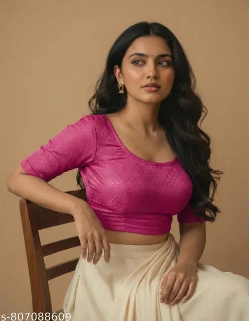 Lycra Ready Made Blouse for Women, Pink (34)