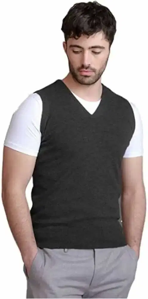 KRYPTAR men's Solid Half Plain Sweater (Grey, L) (KPTR4058)