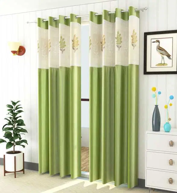 Homefab Polyester Curtains, Green, 5 Feet, HF-211