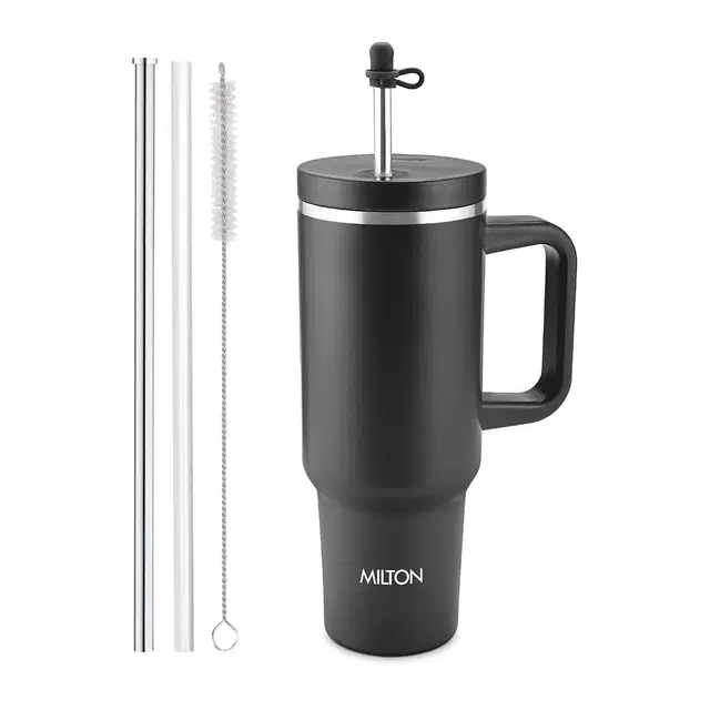 Milton My Tumbler 1200 Thermosteel Double Wall Vacuum Insulated Stainless Steel Tumbler, 1100 ml, Black