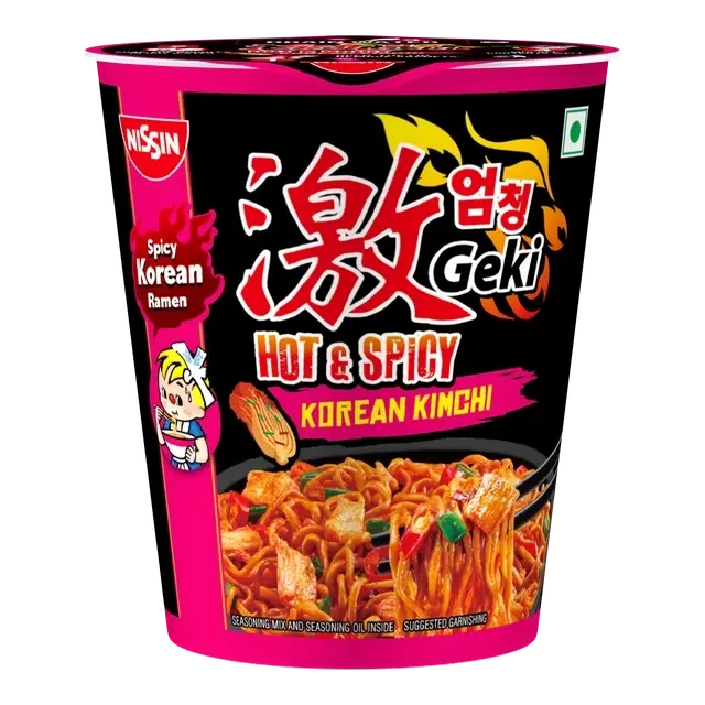 Nissin Geki Hot & Spicy Korean Kimchi Flavour Instant Cup Noodles, 70 g