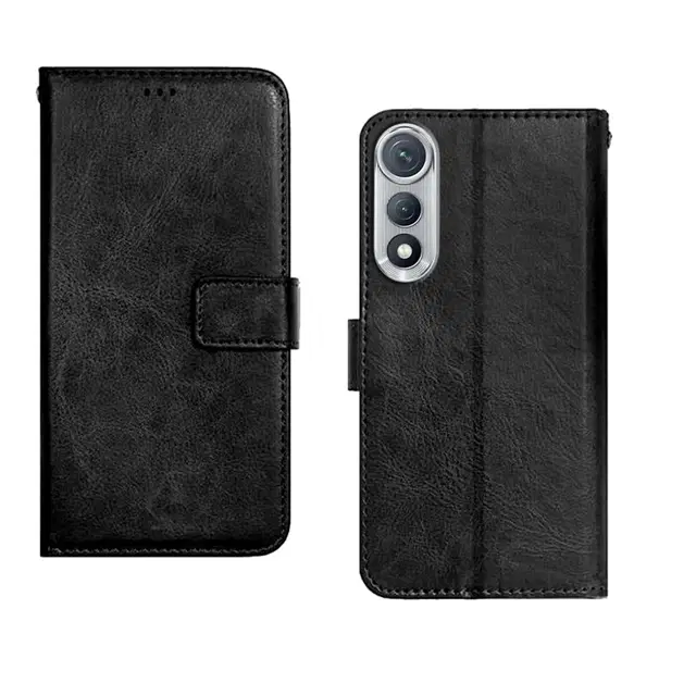 Artificial Leather Mobile Flip Cover for Tecno LJ8K P1 / POVA CURVE (Black)