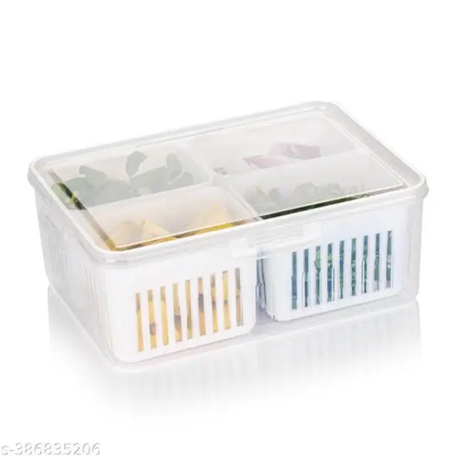 Plastic Fridge Storage Container, Transparent, 1500 ml, Pack of 2