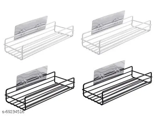 Stainless Steel Bathroom Shelves, Multicolor, Pack of 4