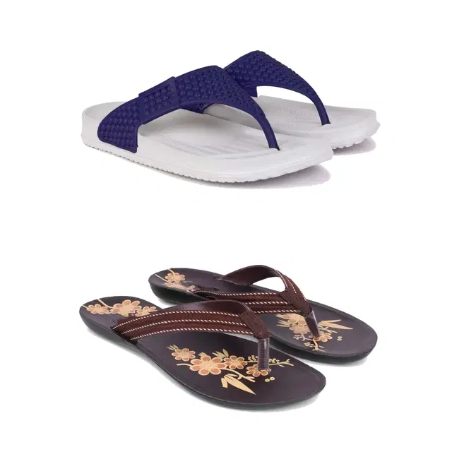 Slippers for Women, Pack of 2 (Multicolor, 5)