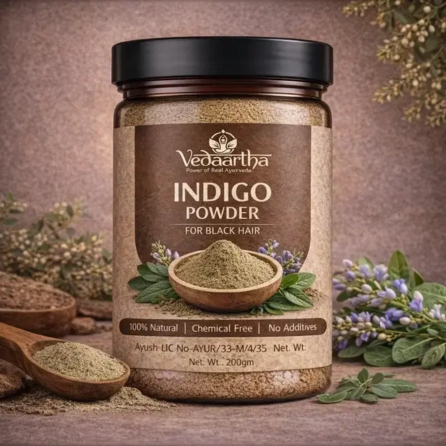 Vedaartha Indigo Powder for Black Hair, 200 g