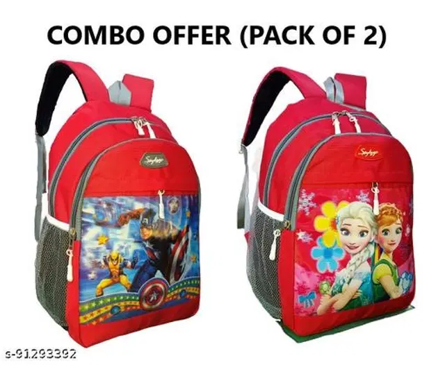 Canvas Backpacks for Kids, Red, 34 L, Pack of 2