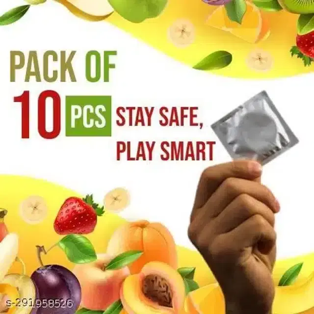 Xebok Fruits Flavoured Extra Dotted Condoms, Pack of 10