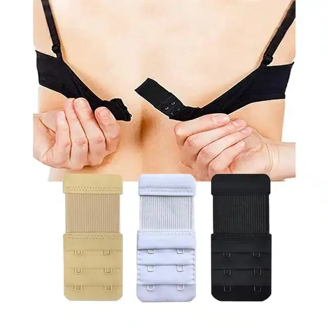 Bra Hook Extender Strips, Pack of 3 (Multicolor)