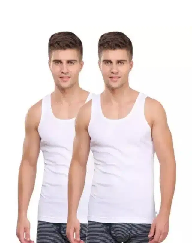 Cotton Blend Vest for Men, Pack of 2 (White, 85)
