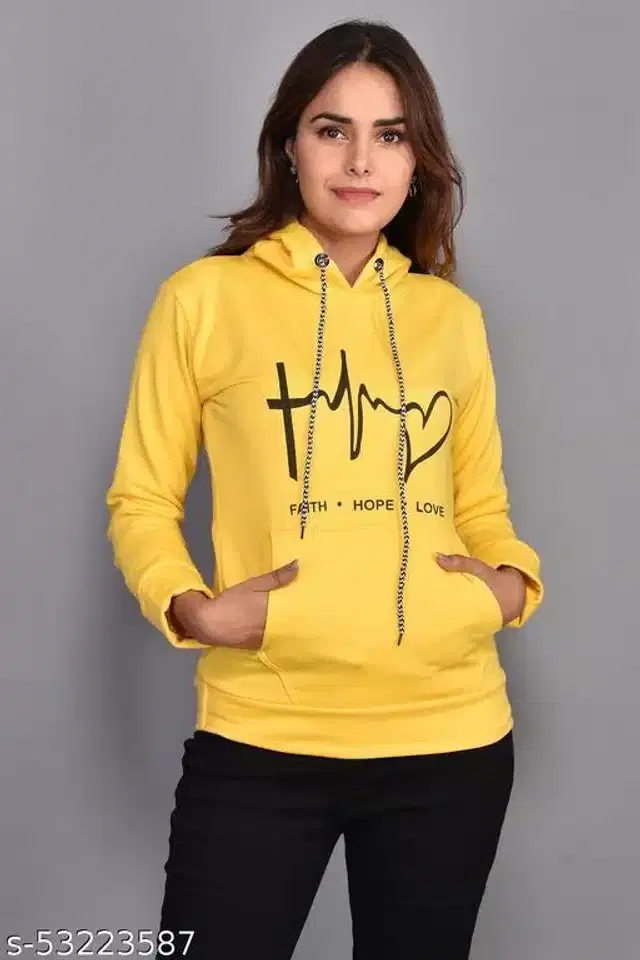 Full Sleeves Sweatshirts For Women (Yellow, M)