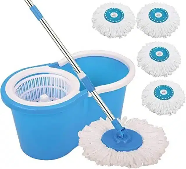 Dry Bucket Mop with 5 Refills Set, Set of 1, Multicolor