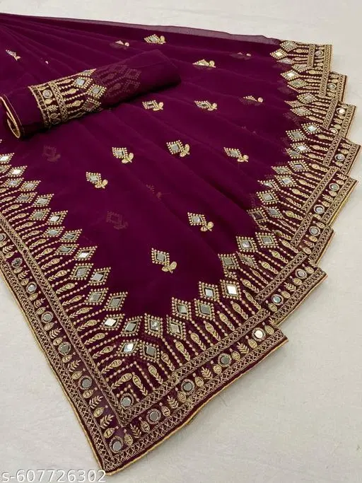 Stylish Saree for Women (Purple, Free Size)