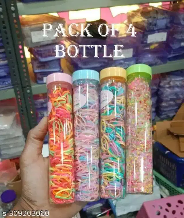 Rubber Hair Bands for Women, Pack of 4 (Multicolor)