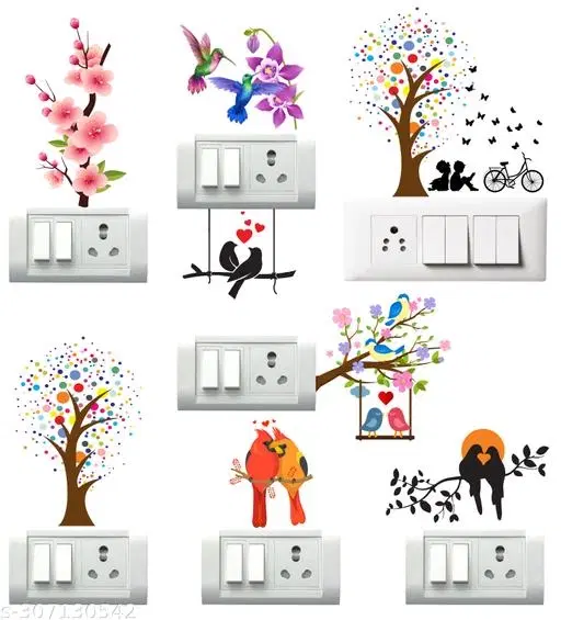 PVC Switch Board Stickers, Multicolor, 30x47 cm, Pack of 8