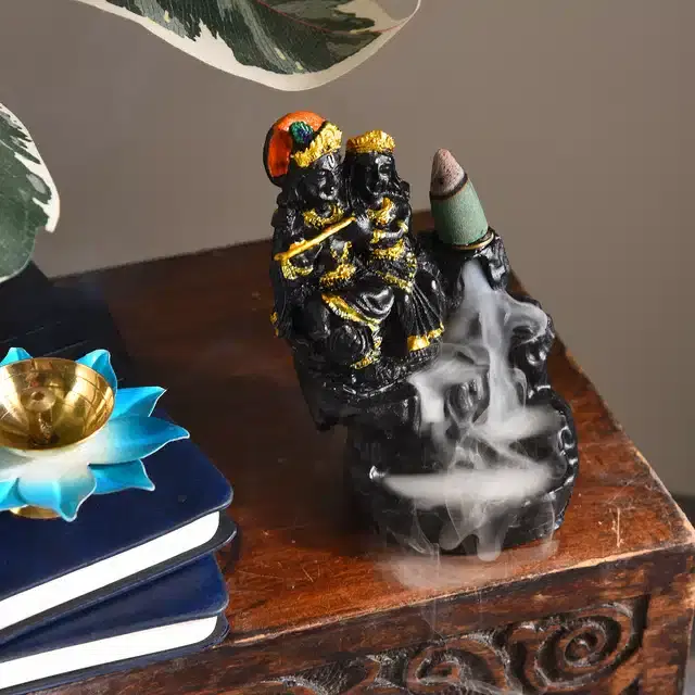 Radha Krishna Fountain Diffuser, Multicolor, 4 inches