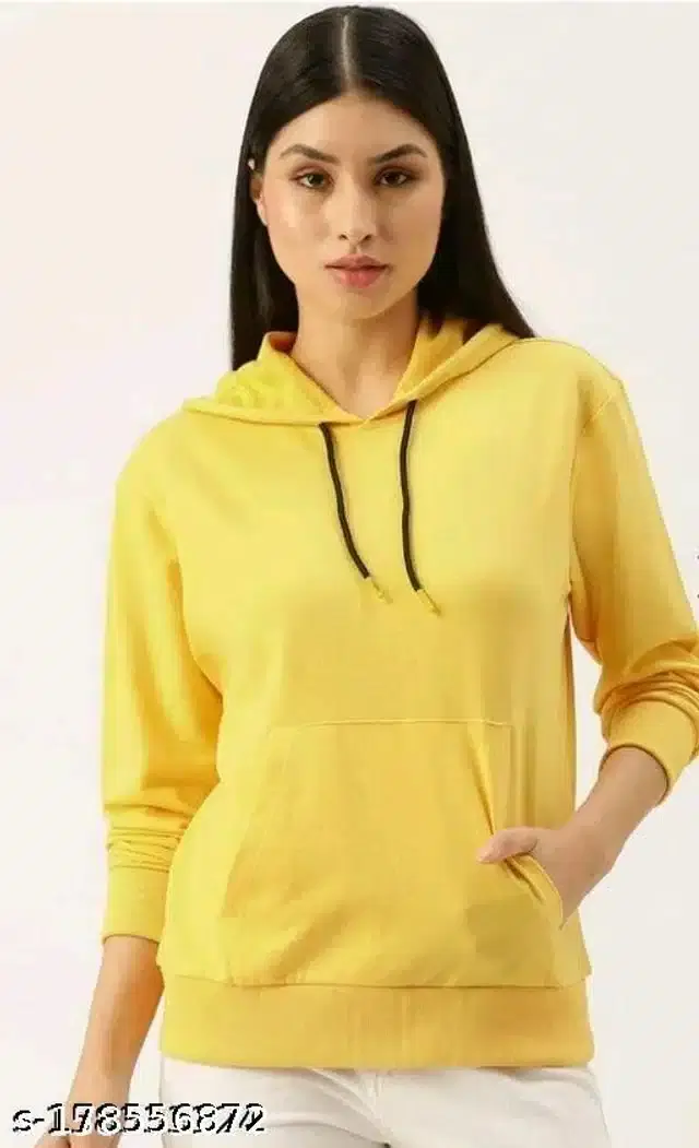 Full Sleeves Hooded Sweatshirt for Women (Mustard, M)