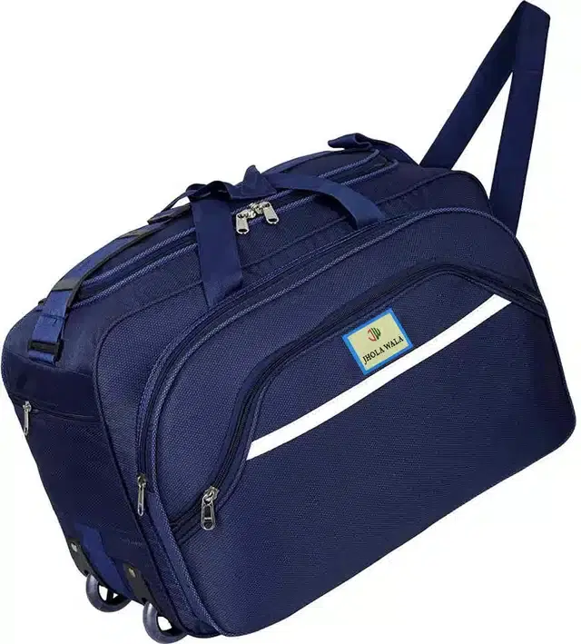 Polyester Traveling Luggage Bag with Wheels, Navy Blue,60 L